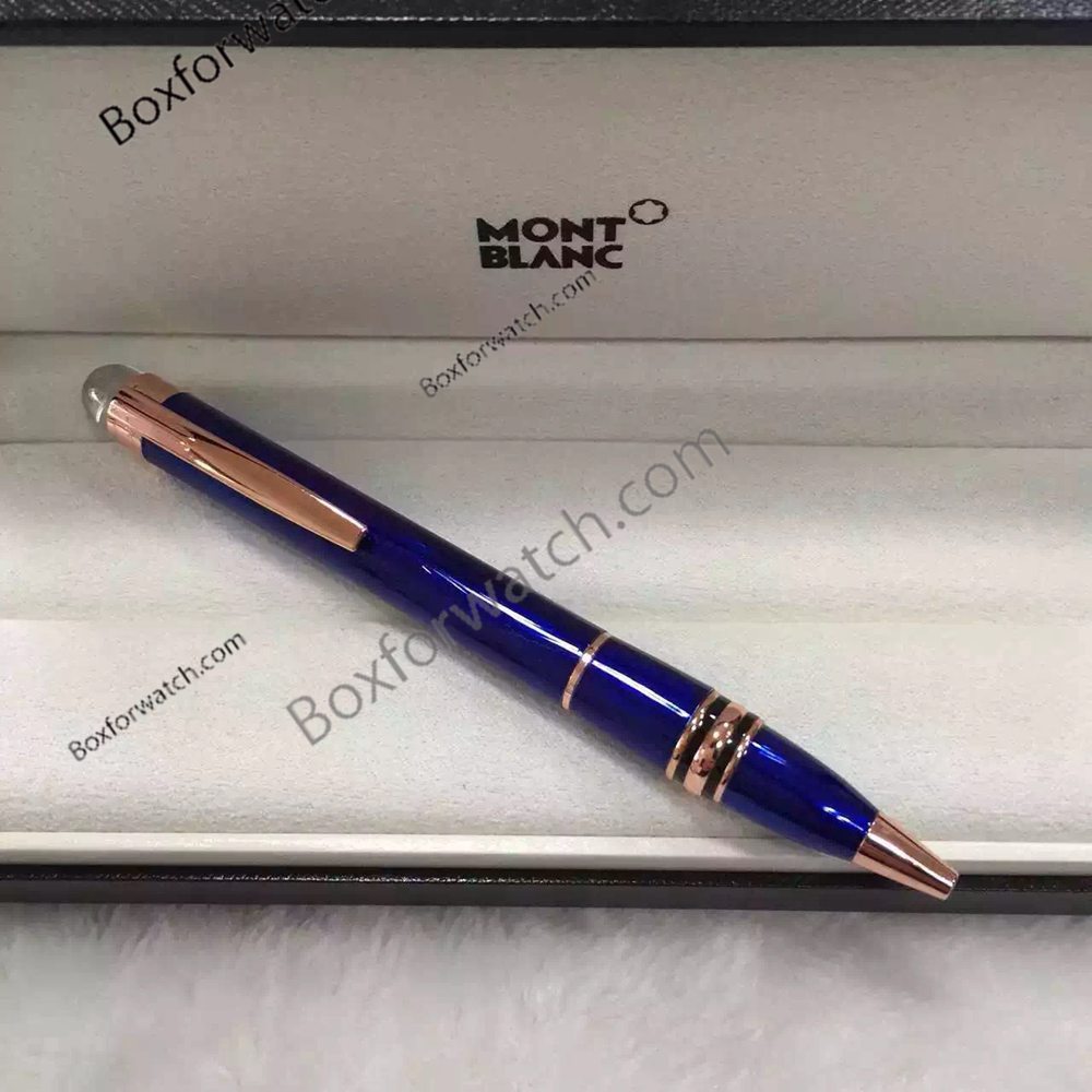 Montblanc Starwalker Blue Ballpoint Pen Rose Gold Clip